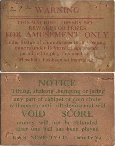 Notices to Player