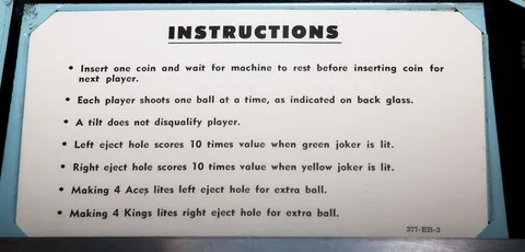 Instruction Card - Extra Ball Mode