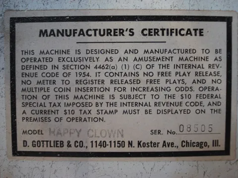 Manufacturer's Certificate*