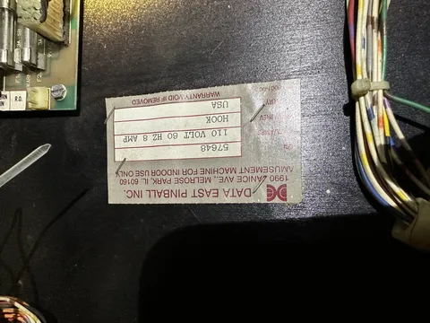 Inside Cabinet - Serial Number*