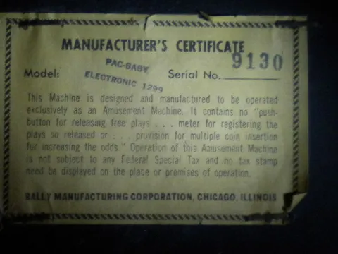 Manufacturer's Certificate*