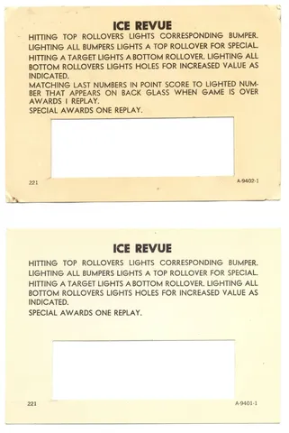 Sample Game Instruction Cards (6 outlanes)*