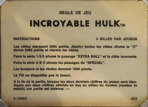 French Instruction Card - 3 Ball
