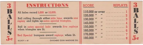 Instruction and Score Card - 3 Ball