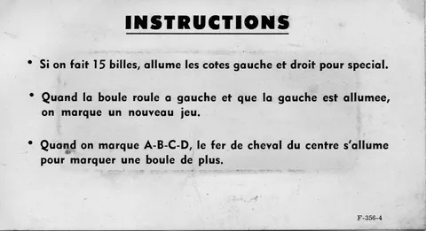 French Instruction Card Without Match