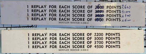 Early Production - Score Card Strips*