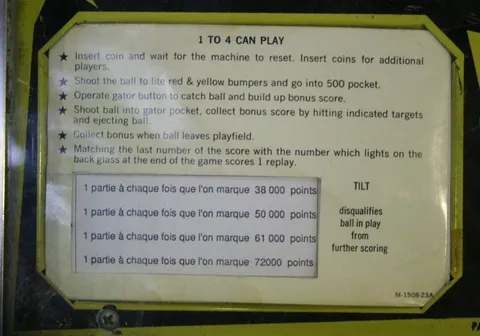 Instruction Card with French Score Card