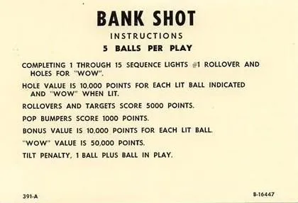 Instruction Card - 5 Balls Per Play