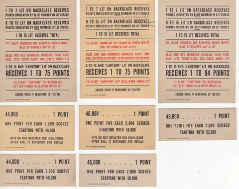 Instruction and Score Cards - Points