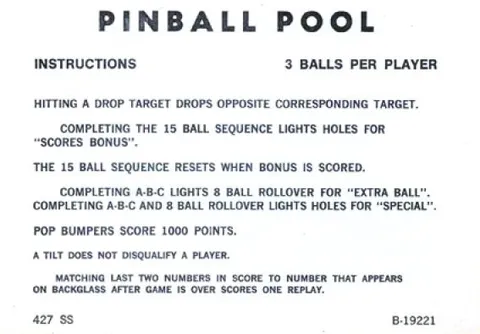 Instruction Card - 3 Ball Replay