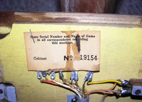 Coin Door Serial Number*