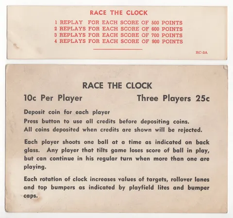 Instruction Card and Score Card
