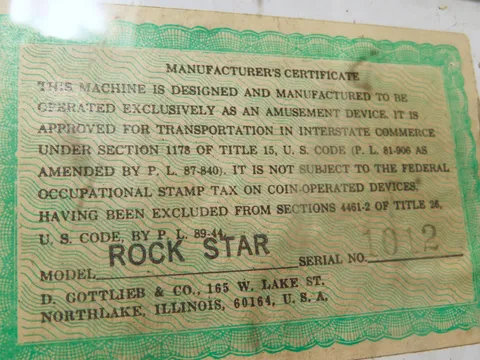Sample Game - Playfield Serial Number*