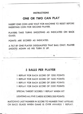 Instruction and Score Cards