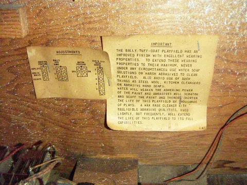 Operator Adjustments and Instructions Cards*