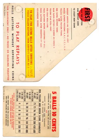 Instruction Card and Score Card