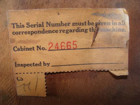 Coin Door Serial Number Tag*
