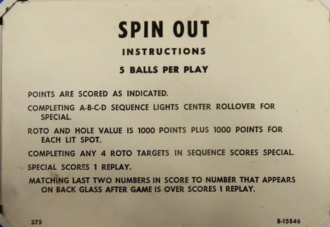 Instruction Card - 5 Ball