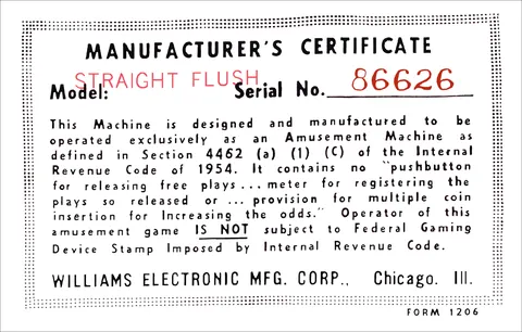 Manufacturer's Certificate*