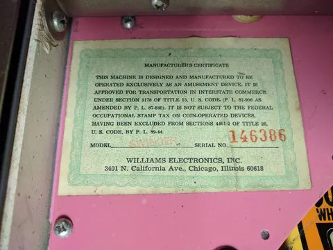 Manufacturer's Certificate*