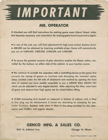 Operator Instructions