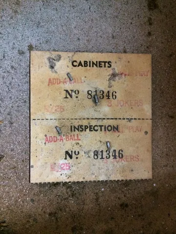 Cabinet Serial Number Tags*