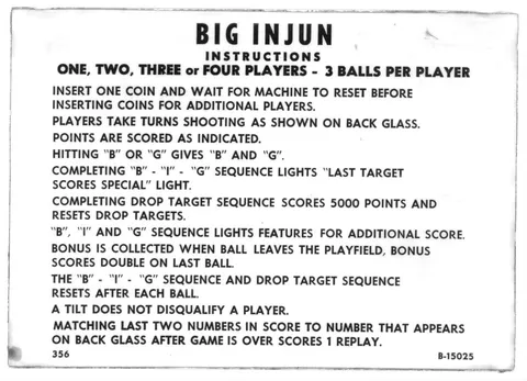 Sample Game - Instruction Card - 3 Ball*
