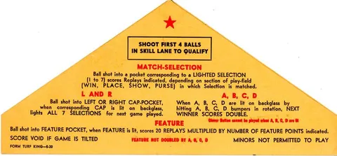 Instruction and Score Card - 5-Ball Play*
