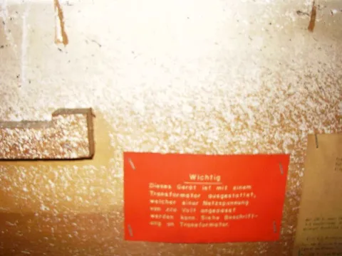 Inside German Cabinet - Service Card