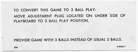 Conversion Instructions for 3 Ball Play