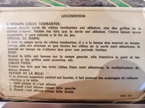 French Instruction Card