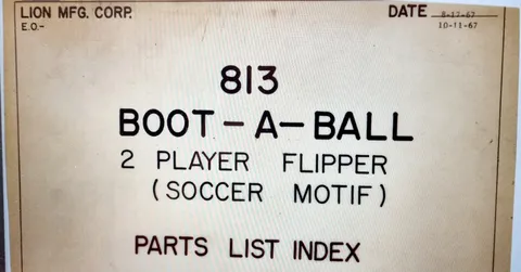 Parts List Index (front cover only)
