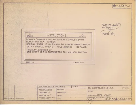 Instruction and Score Card - Drawing SK81-10