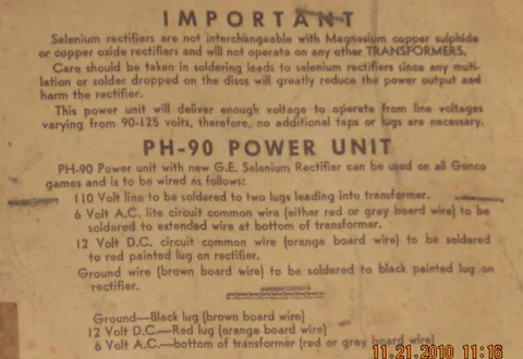 #2 Rectifier and Power Unit Wiring Information*