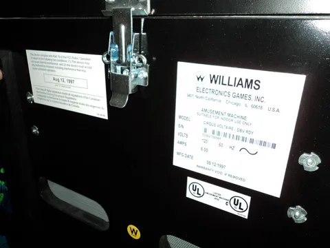 Sample Game - Outside Cabinet Serial Number*