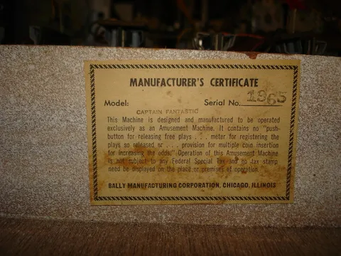 Manufacturer's Certificate*