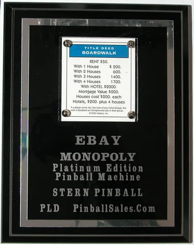 Platinum Boardwalk Edition Plaque