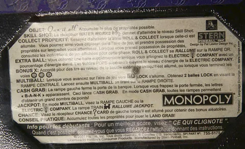 French Instruction Card
