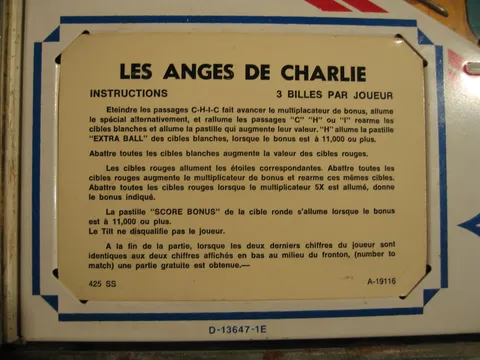 French Instruction Card