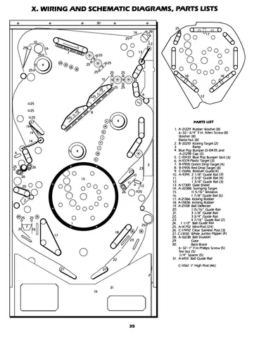 Playfield Parts List