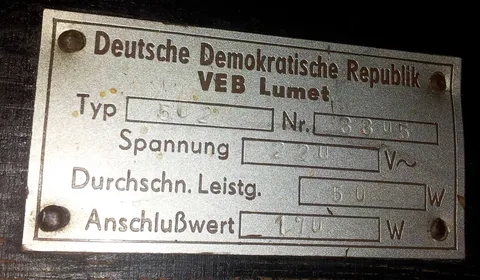 Manufacturer Plate*