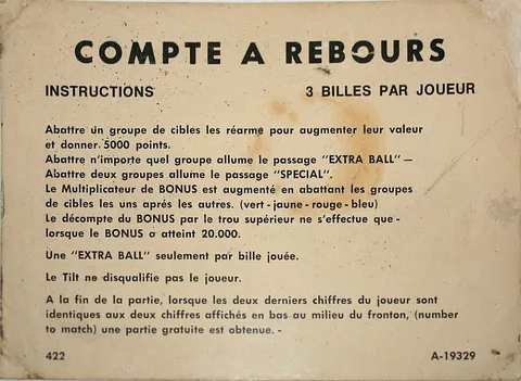 French Instruction Card - 3 Ball
