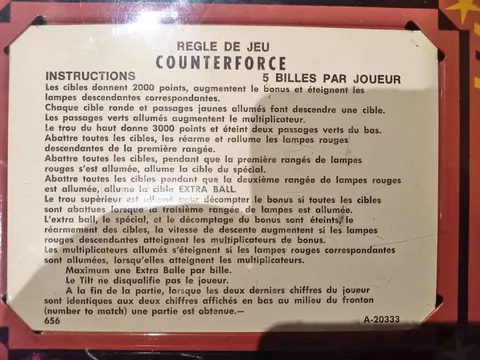 French Instruction Card