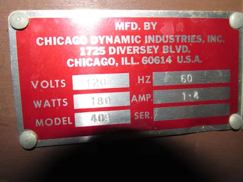 Manufacturer Plate*