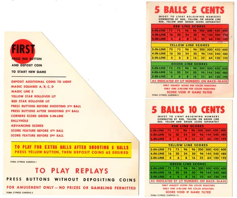 Instruction Card and Score Cards