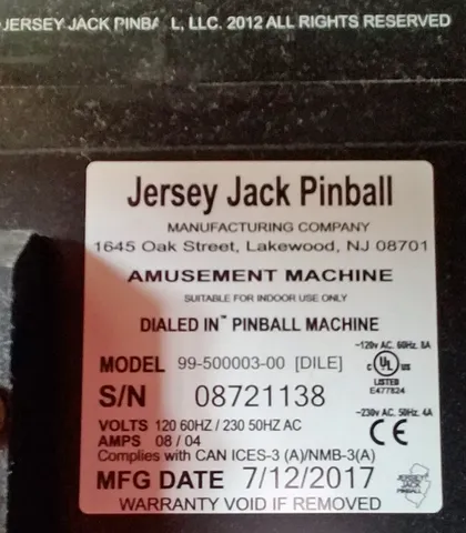 Model Number and Serial Number*