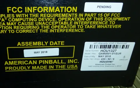 Model Number, Serial Number, and Assembly Date*