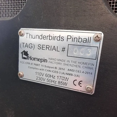 Sample Game - Cabinet - Manufacturer Plate*