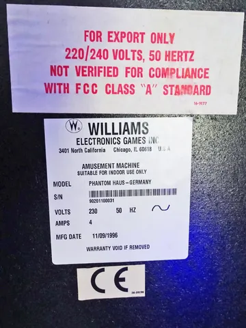 Cabinet - Manufacturer Sticker*