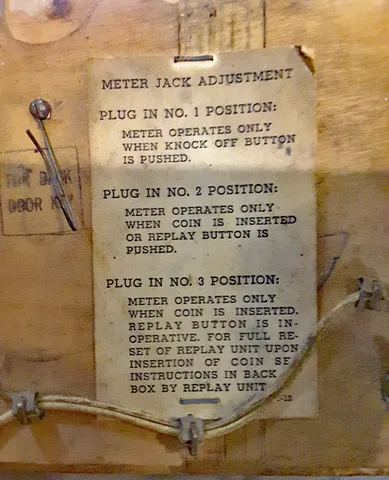 Inside Coin Door - Meter Jack Adjustment
